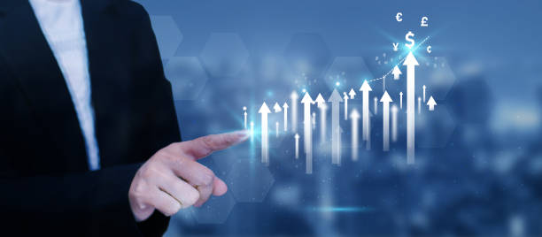 istock Analysis profitability of working companies with digital augmented reality graphics, positive indicators businesswoman calculates financial data for long-term investments. 1688507675