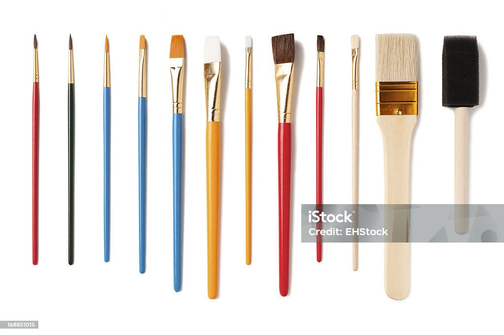 Assorted Artist Paintbrushes Isolated on White Background Paintbrush Stock Photo