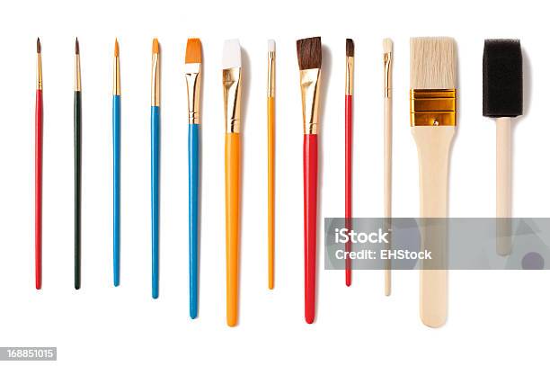 Assorted Artist Paintbrushes Isolated On White Background Stock Photo - Download Image Now