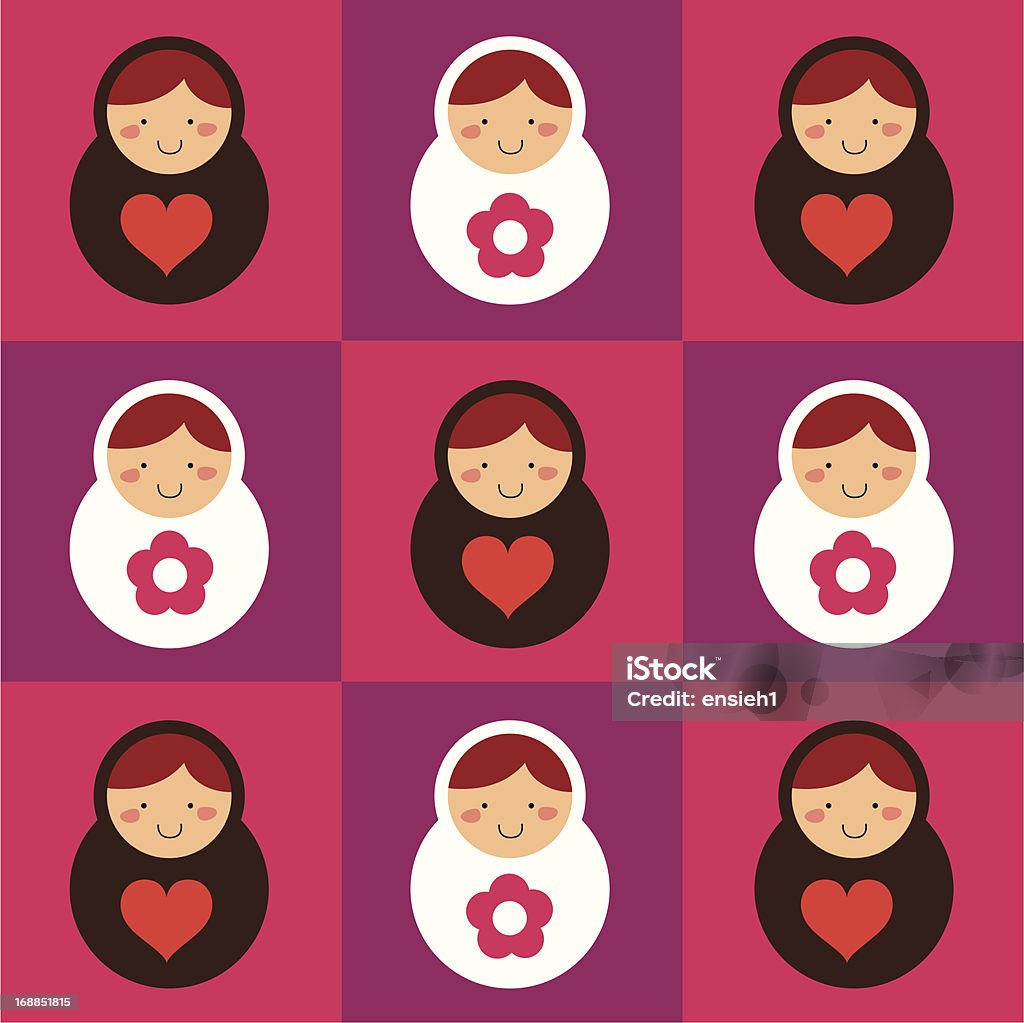 Russian doll collection Vector illustration of traditional Russian dolls. Ideal for card design, fabric, scrapbook, wrapping paper. Russian Nesting Doll stock vector