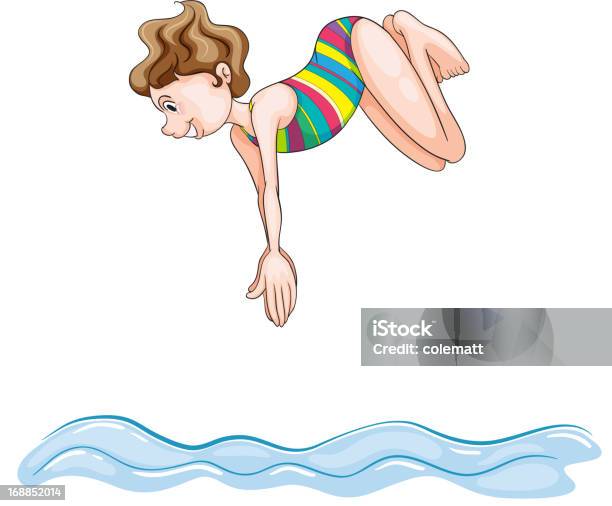 Girl Diving Into Water Stock Illustration - Download Image Now - Beach, Blue Eyes, Child