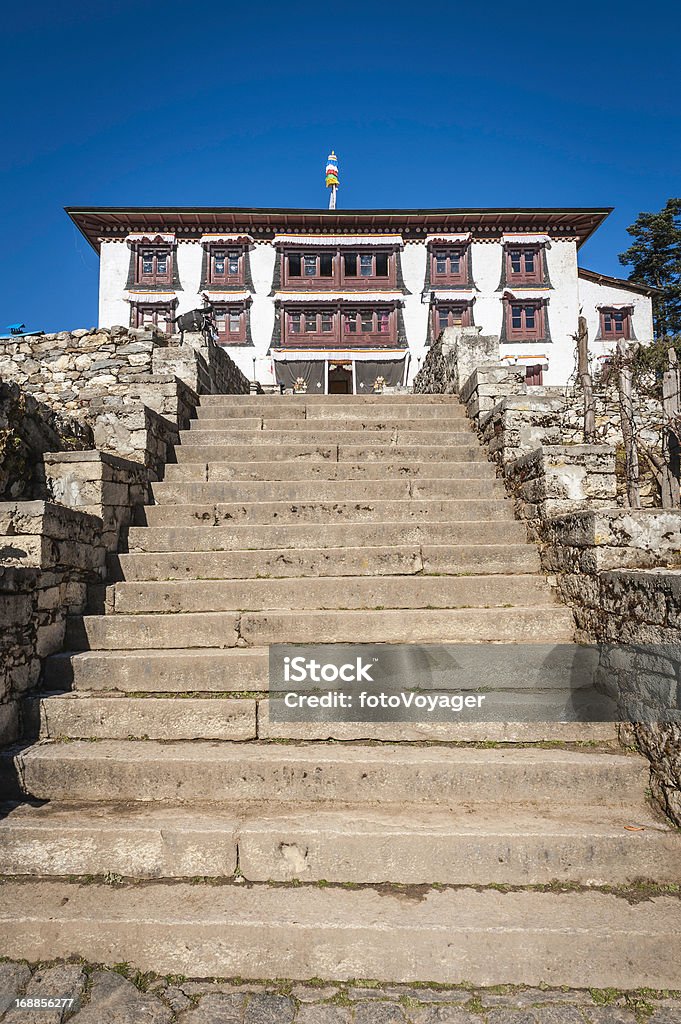Буддистский монастырь Tengboche удаленных Himalaya Гомпа Khumbu Непал - Стоковые фото High Country роялти-фри