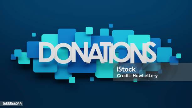 Donations Blue Typography Banner Stock Photo - Download Image Now - Sharing, Blood Donation, Organ Donation