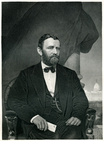 Engraving From 1873 Featuring The 18th President Of The United States, Ulysses S. Grant. Grant Lived From 1822 Until 1855.