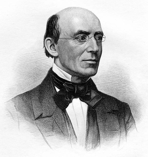 William Lloyd Garrison Engraving From 1868 Featuring The American Abolitionist And Supporter Of Women's Rights, William Lloyd Garrison.  Garrison Lived From 1805 Until 1879. barracks stock illustrations