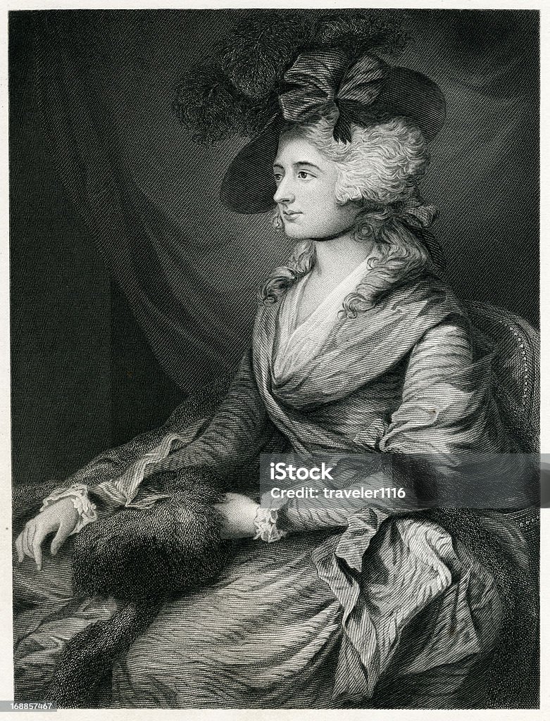 Sarah Siddons Engraving From 1873 Featuring The Welsh Actress Known For Her Portrayal Of Lady Macbeth, Sarah Siddons.  Sarah Siddons Lived From 1755 Until 1831. 1873 stock illustration