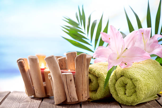 istock Spa Treatment with tropical beach background 168857826