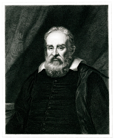 Engraving From 1834 Featuring The Italian Physicist And Astronomer, Galileo Galilei.  Galileo Lived From 1564 Until 1642.