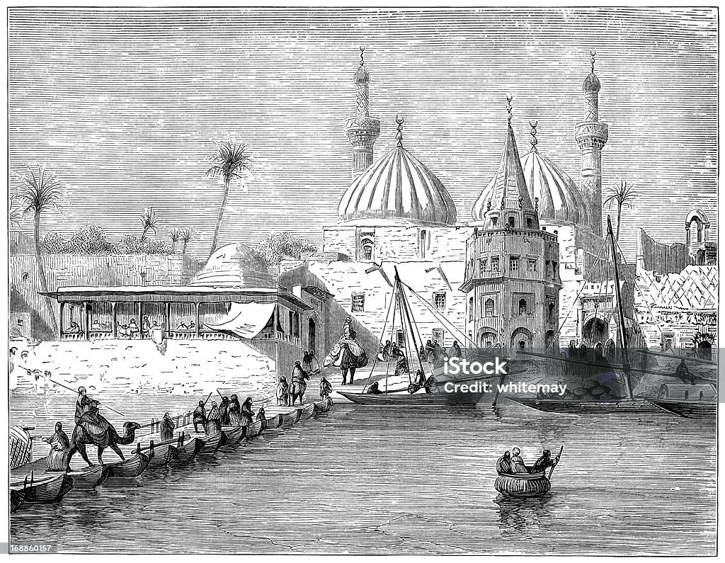 Ponton-Boote in Bagdad (aus 1882 Gravur - Lizenzfrei Bagdad Stock-Illustration