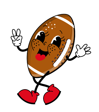 American football rugby ball - mascot character.