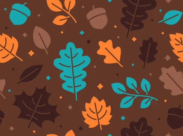 Vector illustration of Seamless Autumn Fall Leaves Background Pattern