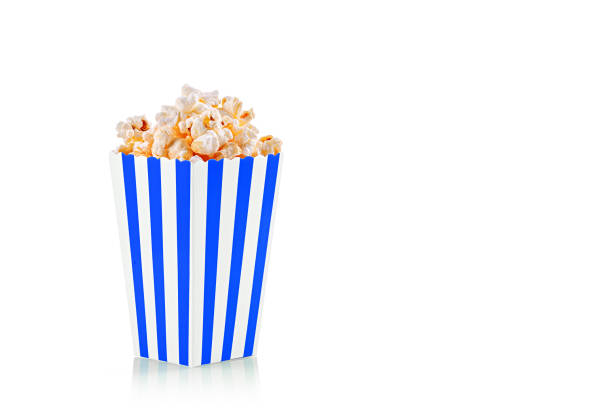 Set of tasty cheese popcorn  isolated on white background close up. Movies, cinema and entertainment concept.