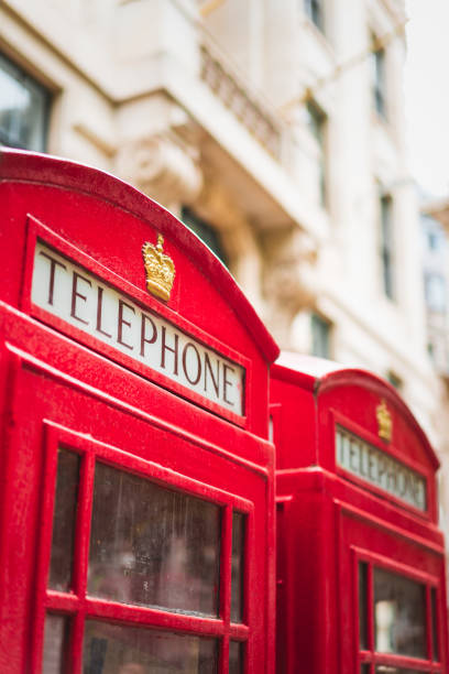 istock Close up of 2 vintage red telephone boxes 1688648997