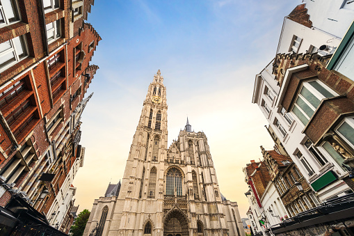 The famous Cathedral of the Our Lady in the center of Antwerp, Belgium.