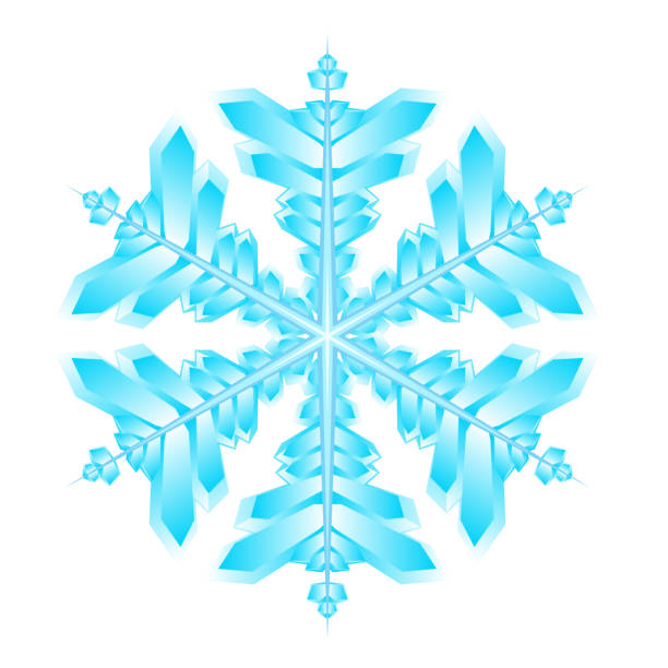 illustrations, cliparts, dessins animés et icônes de flocon de neige en cristal à six branches de glace, symbole de la météo hivernale et de l’ambiance festive. flocon de neige gelée d’hiver dégradé en forme d’étoile. vecteur isolé sur fond blanc - two dimensional shape star crystal symbol