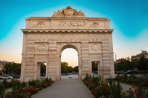 Porte Desilles, memorial gate in Nancy, France, place du Luxembourg, historical monument to remember the victims of the American revolutionary war
