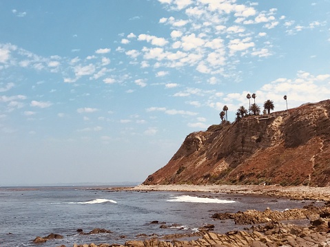 A beautiful view of a Palo Alto Cliff and Beach on a summer day in California.