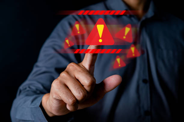 istock Alert email inbox for notification on internet letter security, caution against spam, viruses, junk and trash mail, and compromised information. 1688713167