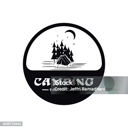 istock Pine trees and camping tent textured logo design vector illustration 1688724666