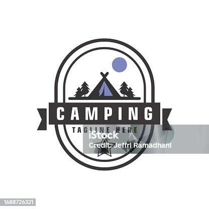 istock Pine trees and camping tent textured logo design vector illustration 1688726321
