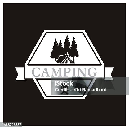 istock Pine trees and camping tent textured logo design vector illustration 1688726837
