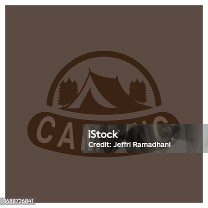 istock Pine trees and camping tent textured logo design vector illustration 1688726841