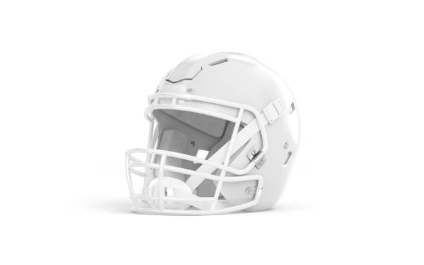 istock Blank white american football helmet mockup, half-turned view 1688756819