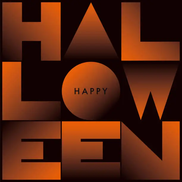 Vector illustration of Happy Halloween Background with geometric typography