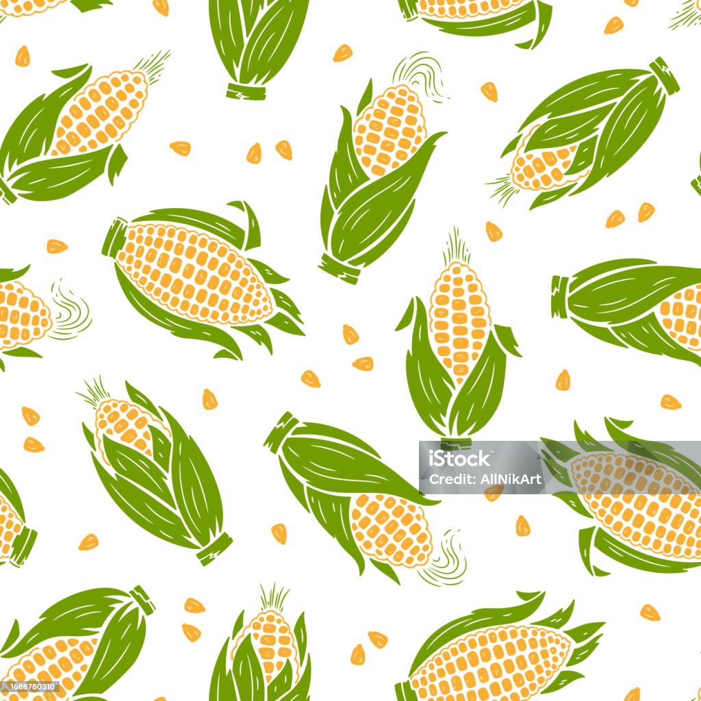 Maize Pattern Maize Corn Cobs Seamless Pattern Vegetable Vector Background Stock ...