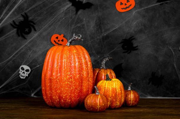 istock Halloween dark banner with pumpkins. October 31 concept 1688780337