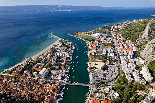 Flying over Omis, Croatia