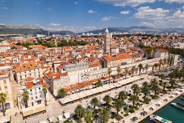 Vue aérienne de la vieille ville de Split, Croatie. - Photo