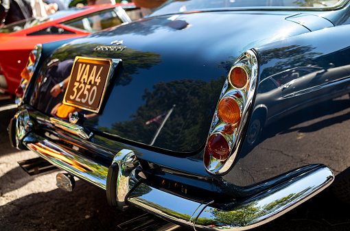 Westlake, United States - October 19, 2019: Front view of a vintage 1956 Rolls Royce Silver Cloud Series 1 classic car.