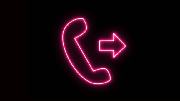 istock Black background .3D glowing wireframe symbol of phone symbol isolated on black background. Call the normal icon. Flat design. pink color phone icon. 1688830050
