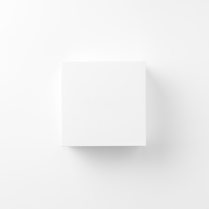 Blank square white box mockup on white background