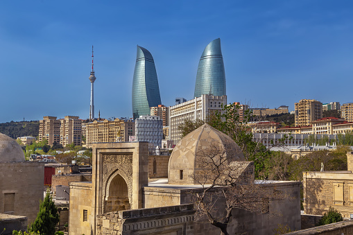 View of Baku with Shirvanshah Palace Mausoleum,  Azerbaijan