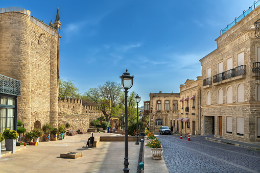 Street in Old City is the historical core of Baku, Azerbaijan