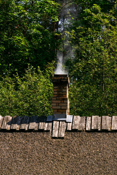 Smoke comes from the brazier, trimmed with stone.