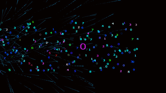 A stream of binary matrix code on the screen. numbers of the computer matrix , and black background.
