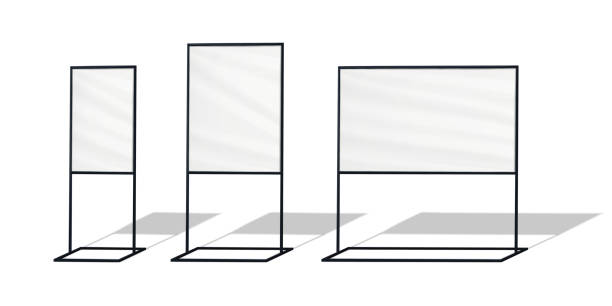 illustrations, cliparts, dessins animés et icônes de ensemble de support de support de panneau blanc vierge. maquette vectorielle réaliste. maquette du cadre d’affichage de l’affiche au sol. modèle pour la conception - tableau daffichage