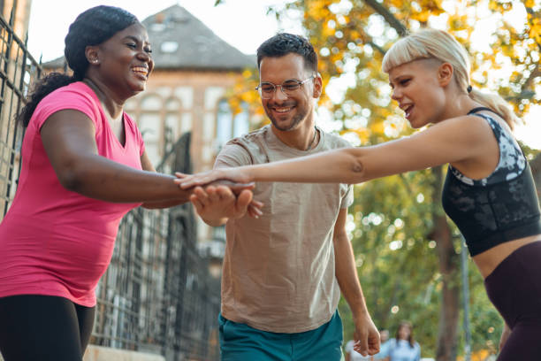 istock Pre-run rituals of diverse trio 1688878288