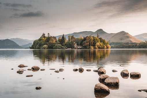A peaceful view across Derwentwater situated in The Lake District, Cumbria, England