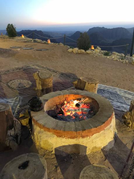 istock Terrace of Petra - Mariott Hotel - sunset - fire - dinner time 1688886617