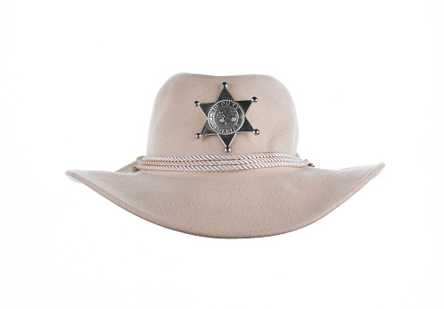 white cowboy sheriff hat isolated on white background