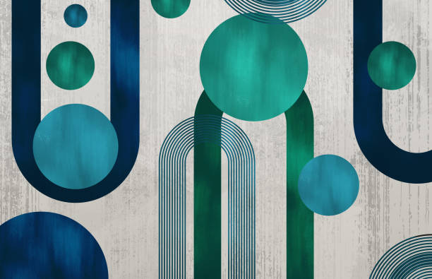 3d geometric modern mural wallpaper. lines and circle shapes light texture background for bedroom wall decor