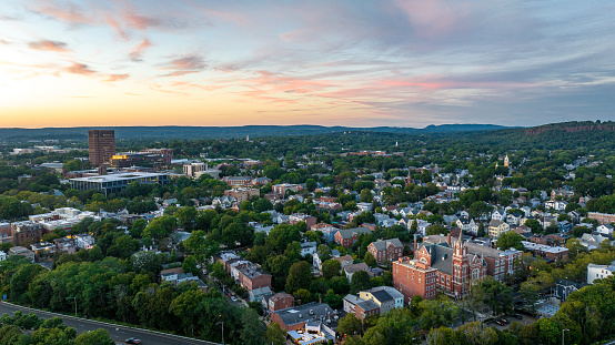 Drone shot of New Haven, Connecticut