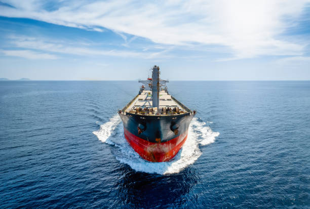 istock Aerial front view of a bulk carrier cargo vessel in motion 1688941601