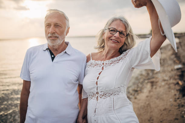 istock Happy old couple on vacation 1688943281
