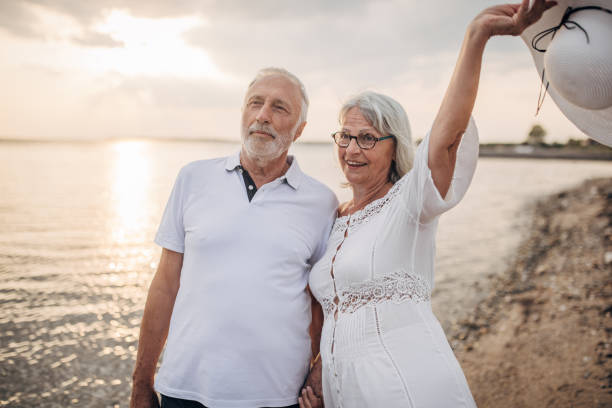 istock Happy old couple on vacation 1688943828