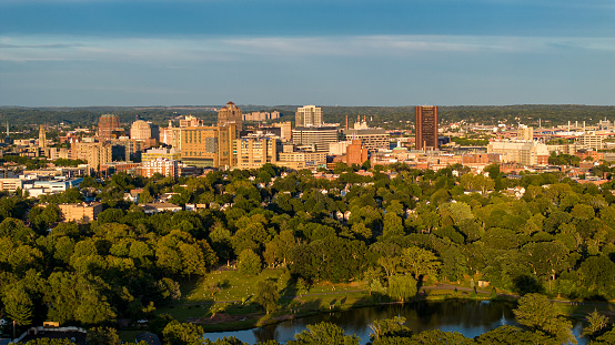 Drone shot of New Haven, Connecticut